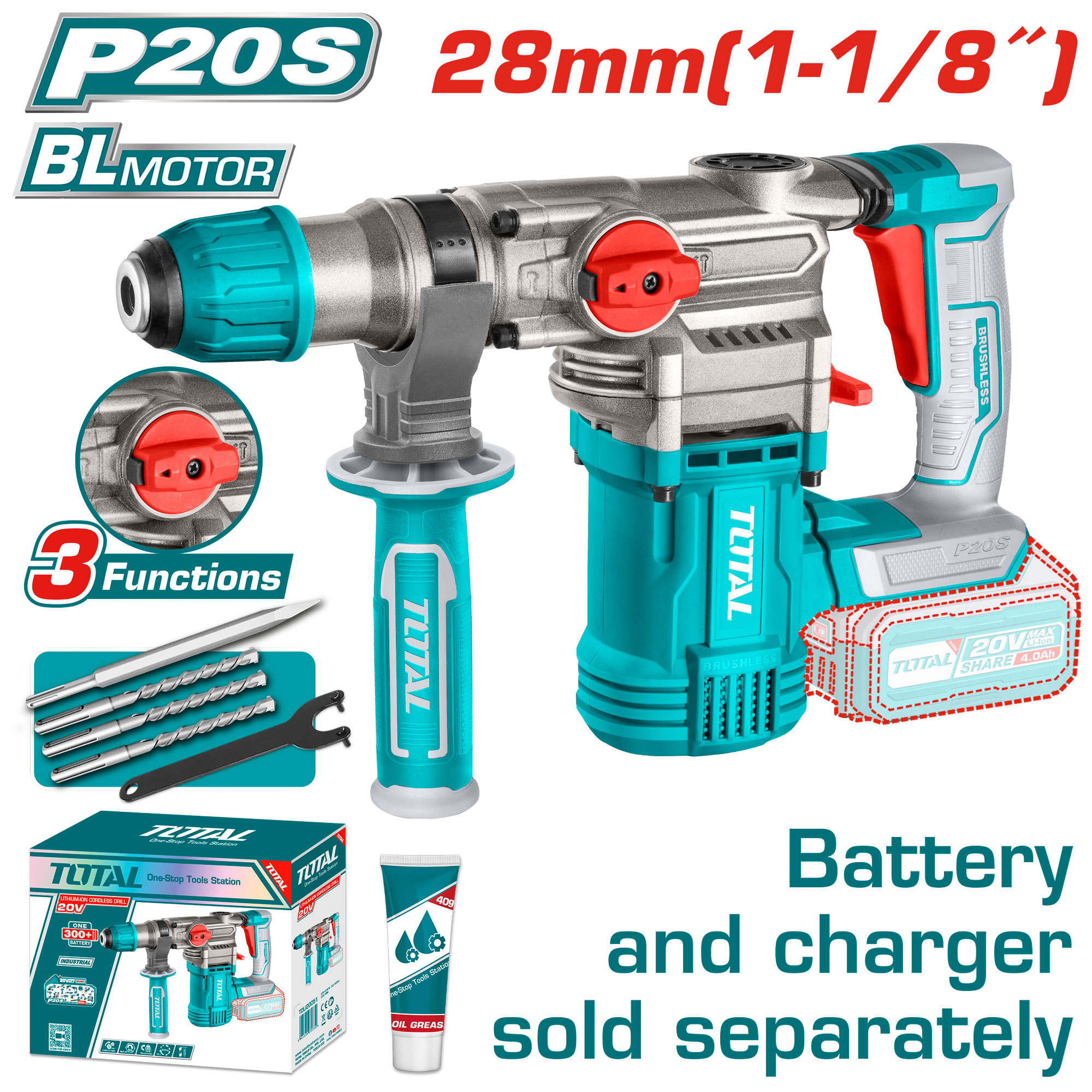Rotomartillo Total 20v Sin Bat/Cargador