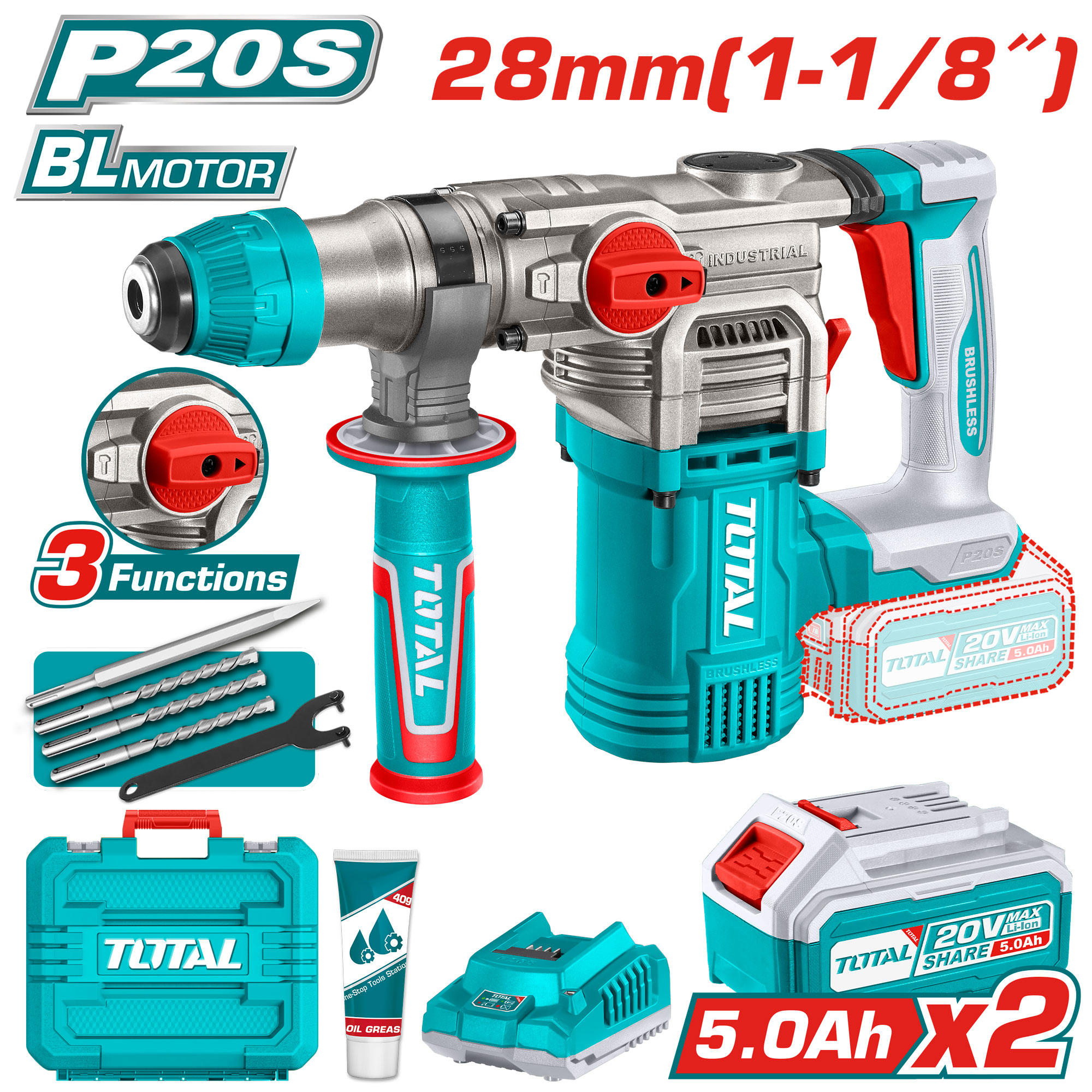 Rotomartillo Total 20v Con Bat/Cargador