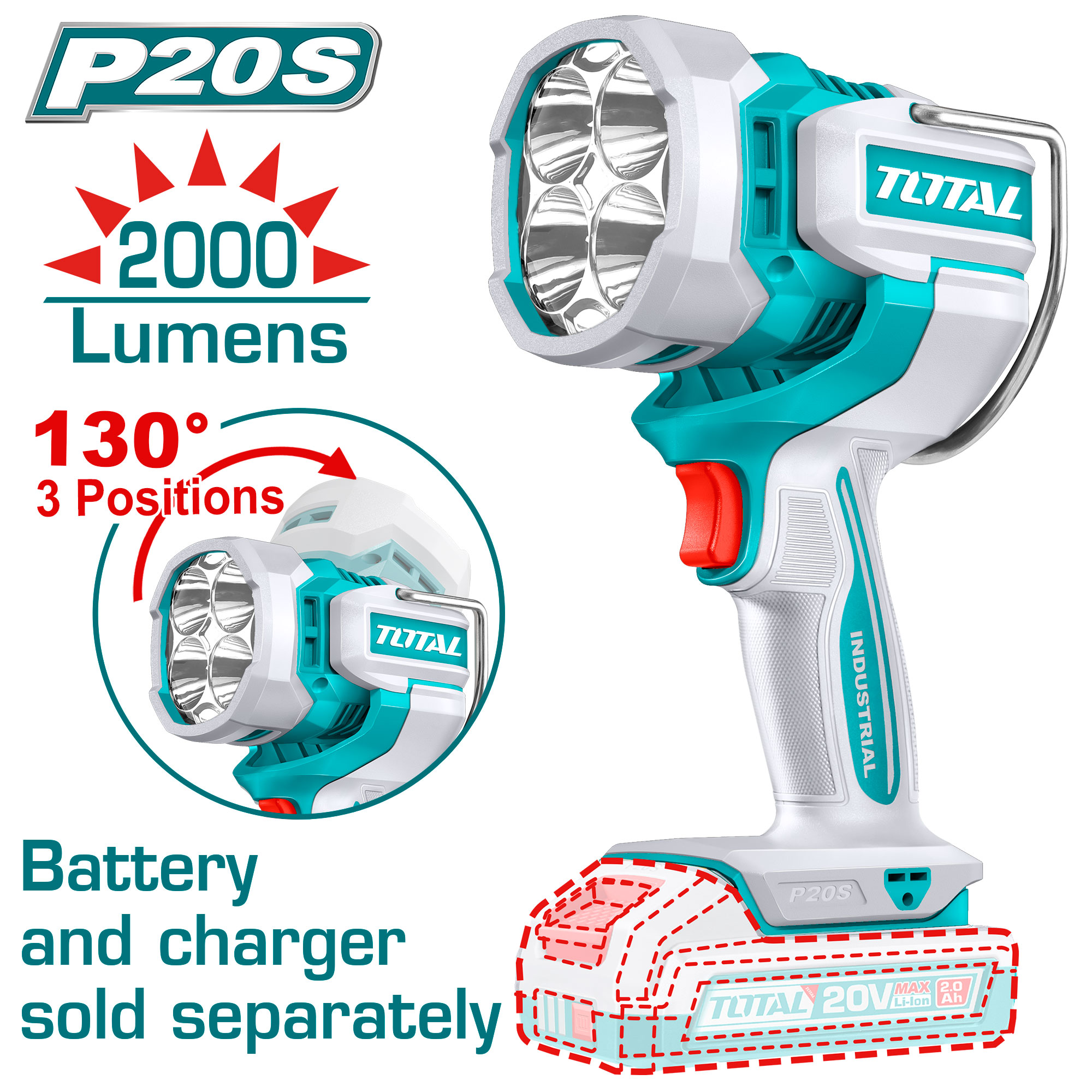Lampara De Trabajo Total 20v - 2000lumens